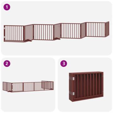 Foldable Dog Gate with Door - 640 cm Poplar Wood