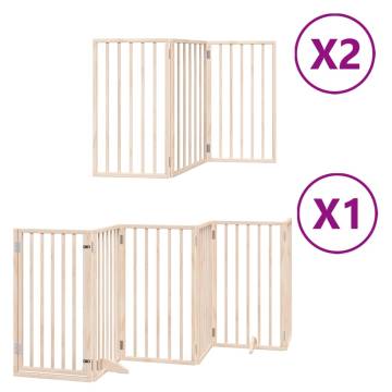 Dog Gate with Door - Foldable 12 Panels 600 cm Poplar Wood