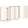 Dog Gate with Door - Foldable 12 Panels 600 cm Poplar Wood