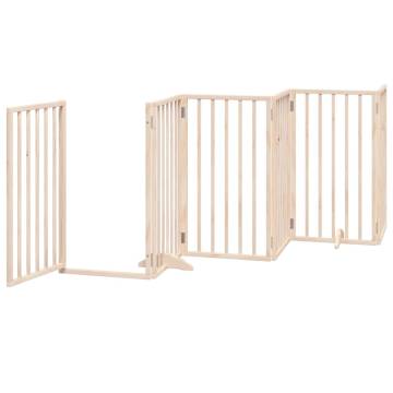 Dog Gate with Door - Foldable 12 Panels 600 cm Poplar Wood