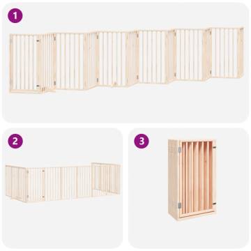 Dog Gate with Door - Foldable 12 Panels 600 cm Poplar Wood