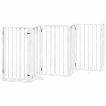 Foldable Dog Gate with Door - 9 Panels Poplar Wood 450 cm