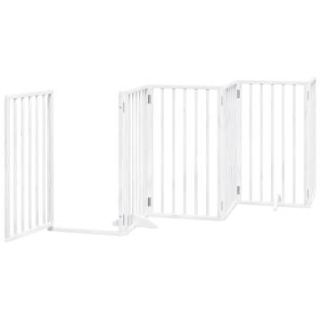 Foldable Dog Gate with Door - 9 Panels Poplar Wood 450 cm