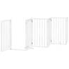 Foldable Dog Gate with Door - 9 Panels Poplar Wood 450 cm