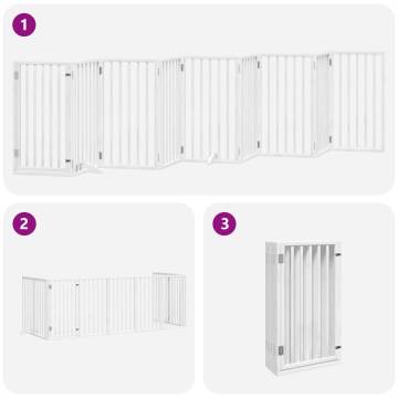 Foldable Dog Gate with Door - 9 Panels Poplar Wood 450 cm