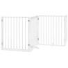 Dog Gate with Door - Foldable 6 Panels, White Poplar Wood