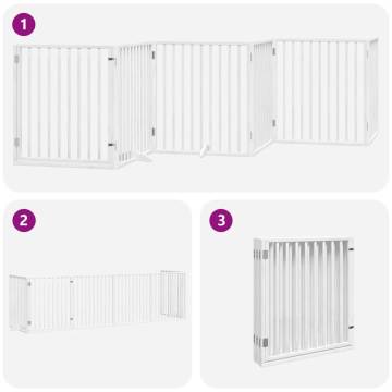 Dog Gate with Door - Foldable 6 Panels, White Poplar Wood