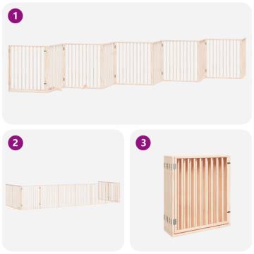 Foldable Dog Gate with Door - 10 Panels, 800 cm Poplar Wood