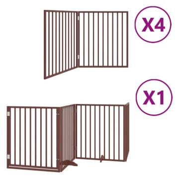 Foldable Dog Gate with Door - 12 Panels, Brown, 960 cm