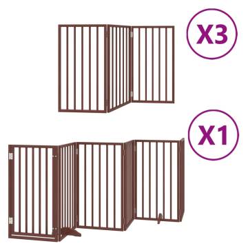 Foldable Dog Gate with Door - 15 Panels, 750cm, Brown | HipoMarket