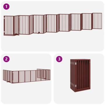 Foldable Dog Gate with Door - 15 Panels, 750cm, Brown | HipoMarket