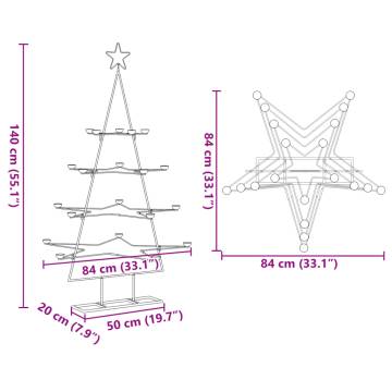 Metal Christmas Tree for DIY Decoration - 140 cm Black