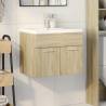 Stylish Bathroom Sink Cabinet with Built-in Basin - Sonoma Oak