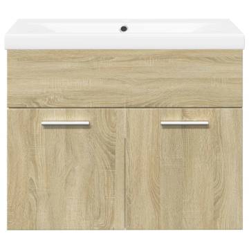 Stylish Bathroom Sink Cabinet with Built-in Basin - Sonoma Oak