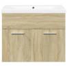 Stylish Bathroom Sink Cabinet with Built-in Basin - Sonoma Oak