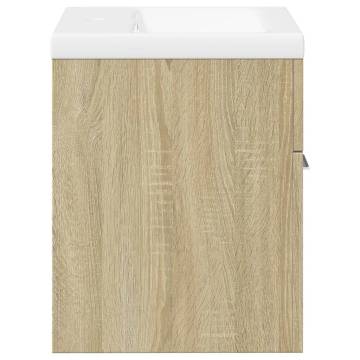 Stylish Bathroom Sink Cabinet with Built-in Basin - Sonoma Oak