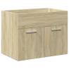 Stylish Bathroom Sink Cabinet with Built-in Basin - Sonoma Oak