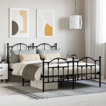 Black Metal Bed Frame with Headboard & Footboard - King Size