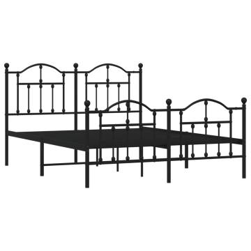 Black Metal Bed Frame with Headboard & Footboard - King Size