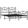 Black Metal Bed Frame with Headboard & Footboard - King Size