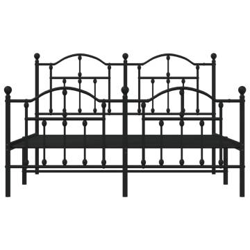 Black Metal Bed Frame with Headboard & Footboard - King Size