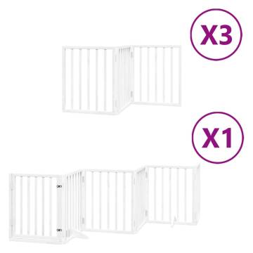 Foldable Dog Gate with Door - 15 Panels White 750 cm | HipoMarket