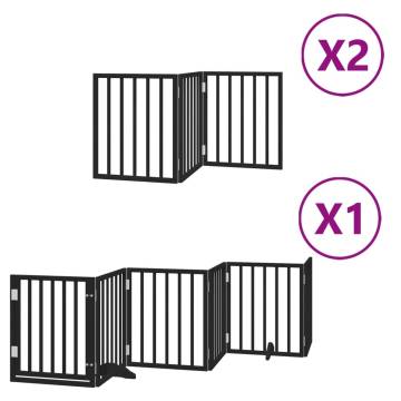 Foldable Black Dog Gate with Door - 12 Panels, 600 cm