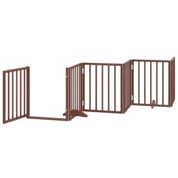 Foldable Dog Gate with Door - 15 Panels Brown 750 cm