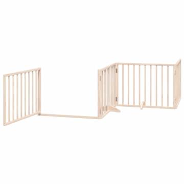 Foldable Dog Gate with Door - 12 Panels, 960 cm Poplar Wood