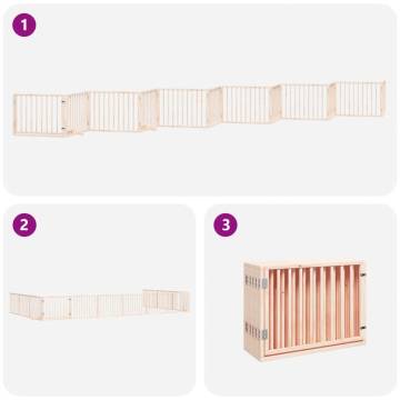 Foldable Dog Gate with Door - 12 Panels, 960 cm Poplar Wood