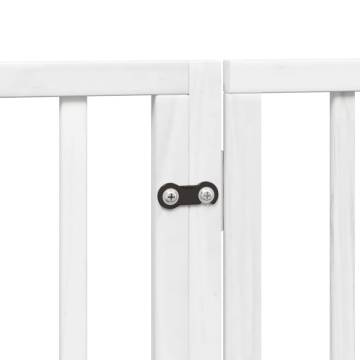 Foldable Dog Gate with Door - White Poplar Wood, 480 cm