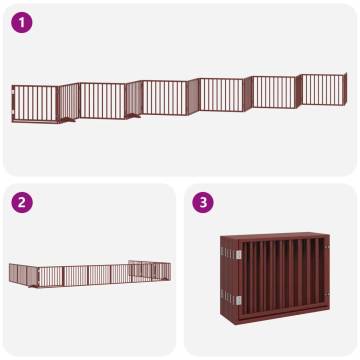 Dog Gate with Door - Foldable 12 Panels, Durable Poplar Wood