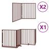 Foldable Dog Gate with Door - 8 Panels Brown 640cm Poplar Wood