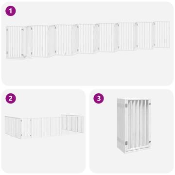 Dog Gate with Door - Foldable 15 Panels - 750 cm White Wood