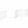 Foldable Dog Gate with Door - 10 Panels White Poplar Wood