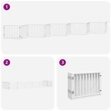 Foldable Dog Gate with Door - 10 Panels White Poplar Wood