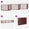 Dog Gate with Door - Foldable 6 Panels Brown Poplar Wood