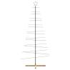 Stylish Metal Christmas Tree with Wooden Base - 210 cm Black