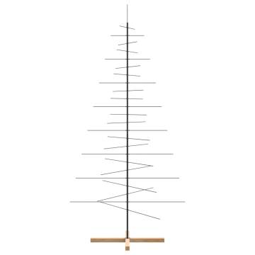 Stylish Metal Christmas Tree with Wooden Base - 210 cm Black