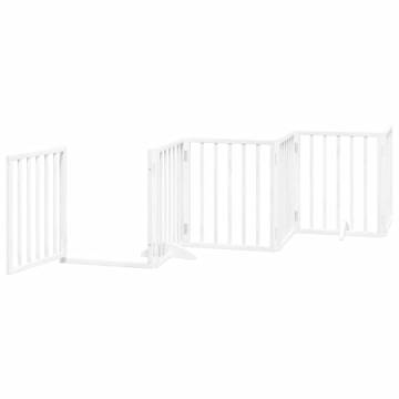 Foldable Dog Gate with Door - 12 Panels, 600 cm White Poplar