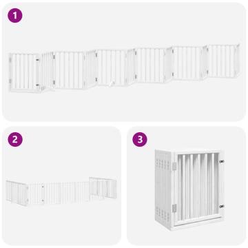 Foldable Dog Gate with Door - 12 Panels, 600 cm White Poplar