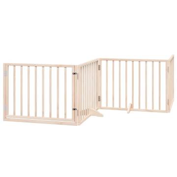 Foldable Dog Gate with Door - 10 Panels, 800 cm Poplar Wood