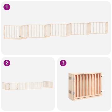 Foldable Dog Gate with Door - 10 Panels, 800 cm Poplar Wood