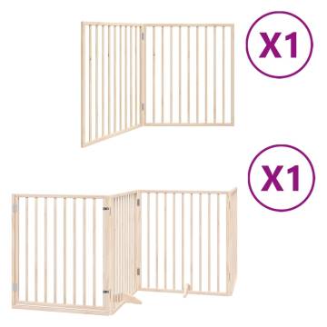 Dog Gate with Door - Foldable 6 Panels 480 cm in Poplar Wood