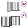 Foldable Dog Gate with Door - 640 cm Black Poplar Wood