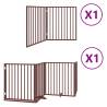 Foldable Dog Gate with Door - 6 Panel Brown Poplar Wood - 480 cm