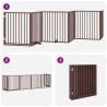 Foldable Dog Gate with Door - 6 Panel Brown Poplar Wood - 480 cm