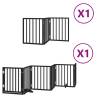 Foldable Dog Gate with Door - 450 cm Black Poplar Wood