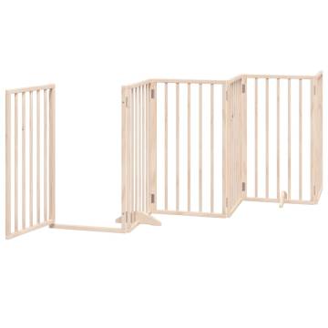 Dog Gate with Door - Foldable 15 Panels 750 cm Poplar Wood