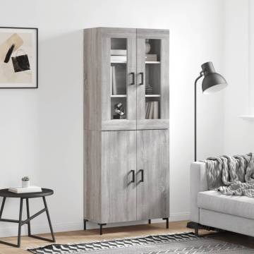 Elegant Highboard Grey Sonoma - 69.5x34x180 cm Engineered Wood